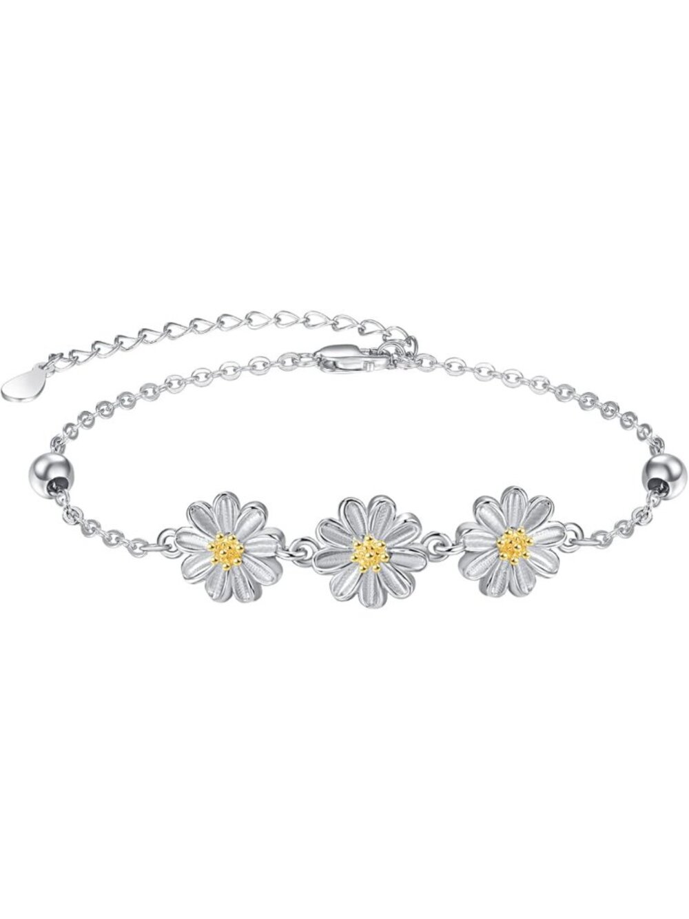 Daisy Flower Bracelet - Adjustable Chain Jewelry Gift for Women, Moms & Lovers